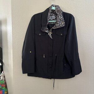 JM Collection Black Women's Jacket with‎ Hide away hood  Size Medium